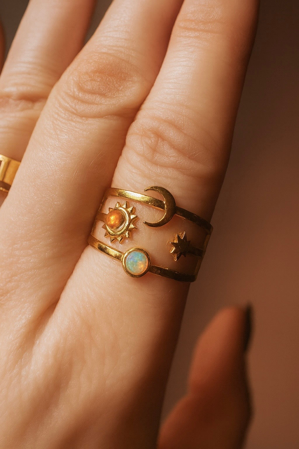 Opal and Tourmaline Celestial Ring